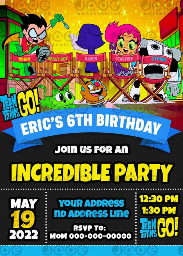 Teen Titans Go Birthday Invitation 2