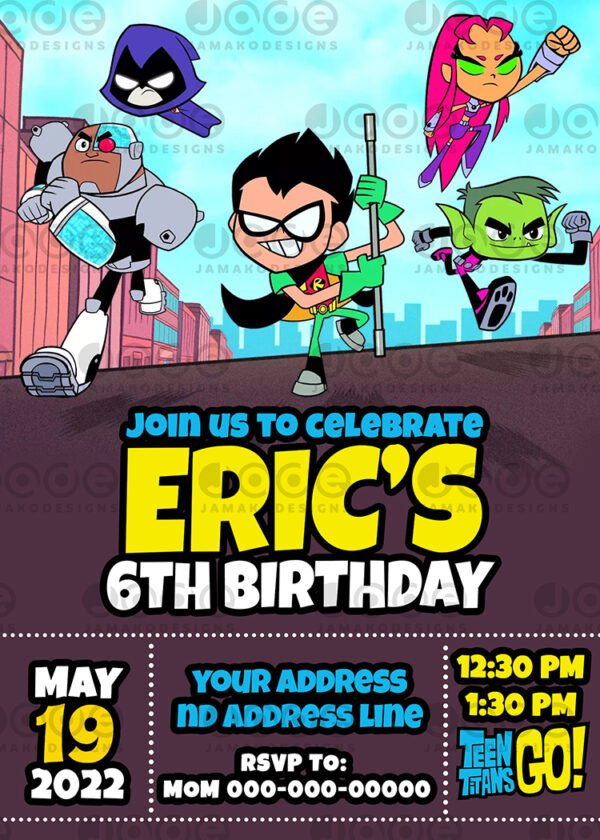 Teen Titans Go Birthday Invitation 3