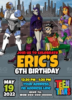 Teen Titans Go Birthday Invitation 5
