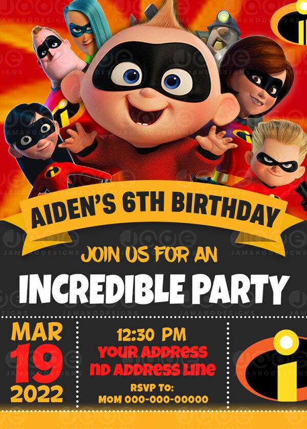 The Incredibles 2 Birthday Invitation