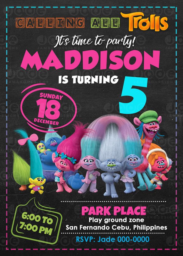 Trolls Birthday Invitation 4