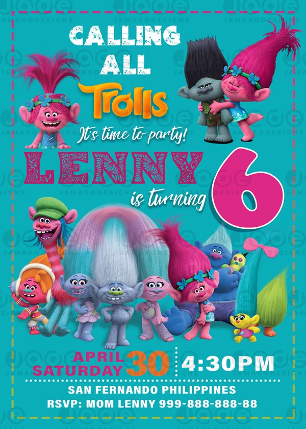 Trolls Birthday Invitation 5