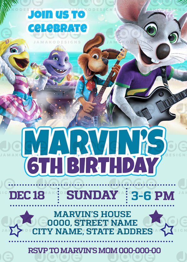 chuck e cheese Birthday Invitation -3