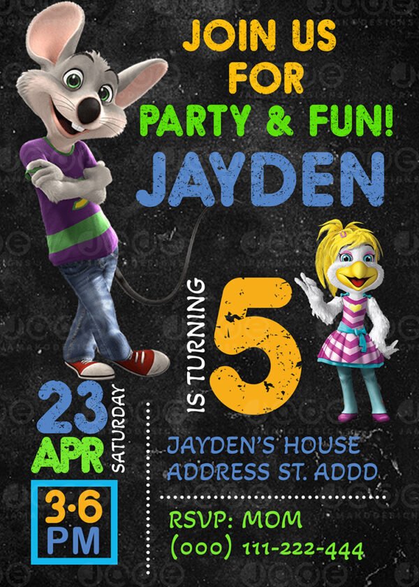 chuck e cheese Birthday Invitation -4