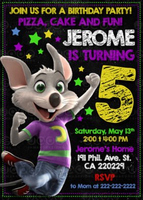 chuck e cheese Birthday Invitation -5