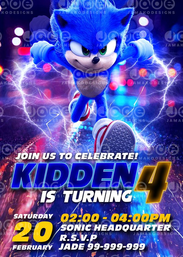 Sonic the Hedgehog Birthday Party Invitation template