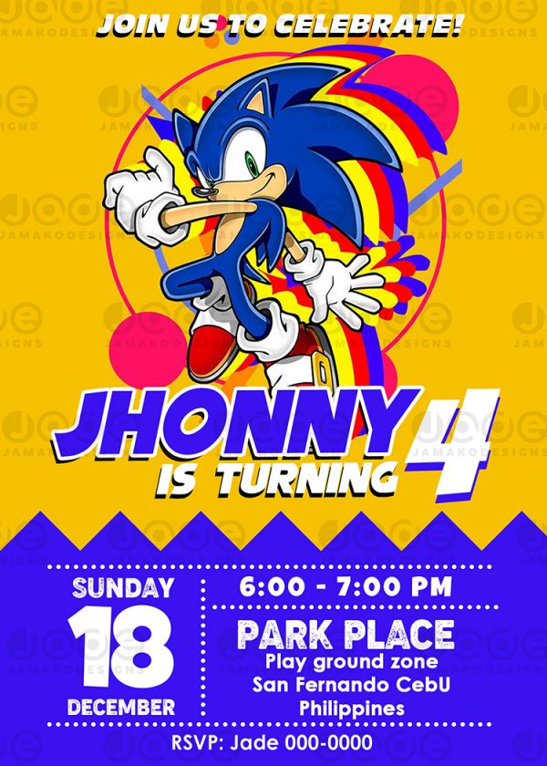 sonic the hedgehog Birthday Invitation 12