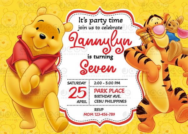 winnie the pooh Birthday Invitation 2