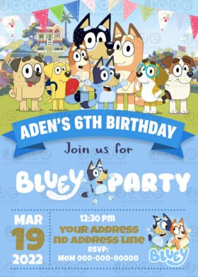 Digital Bluey Birthday Invitation