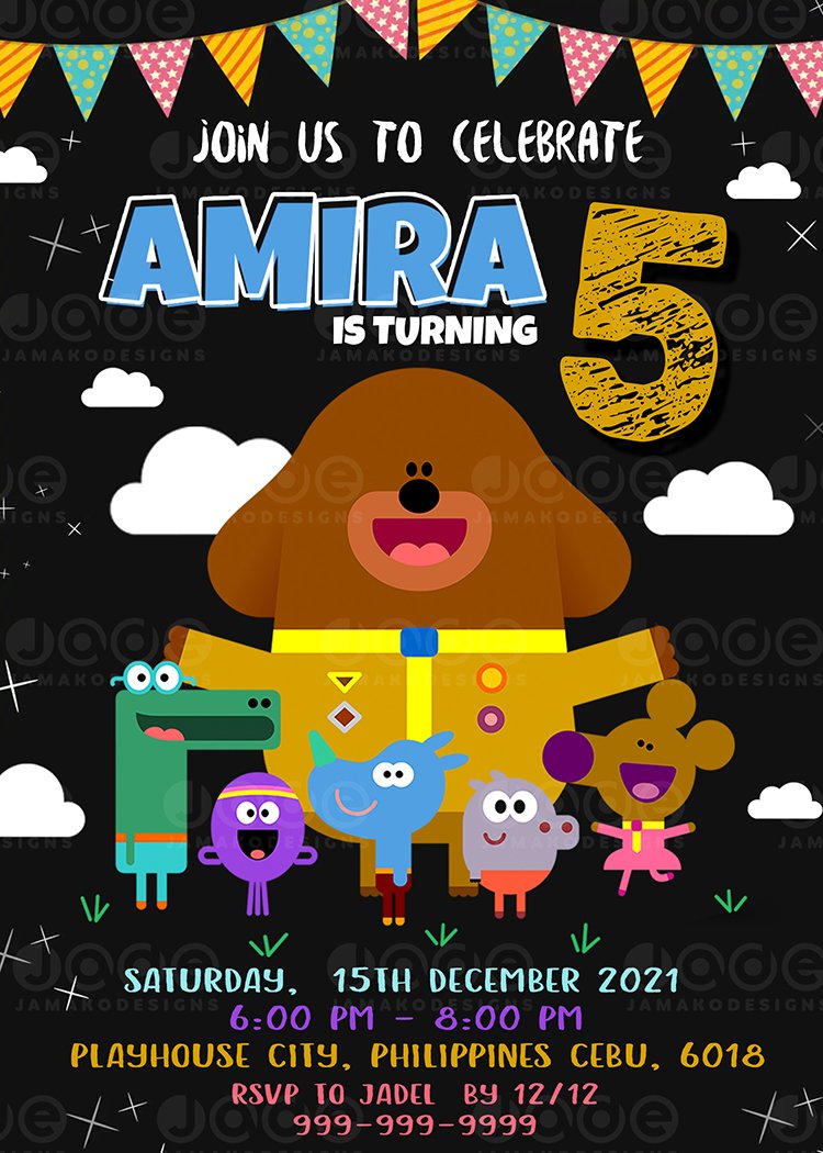 Details about   Personalised Hey Duggee ABC Birthday Party Invitations Invites 
