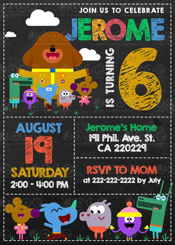 HEY DUGGEE Birthday Invitation