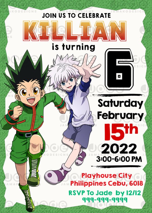 Hunter × Hunter Birthday Invitation Jamakodesigns