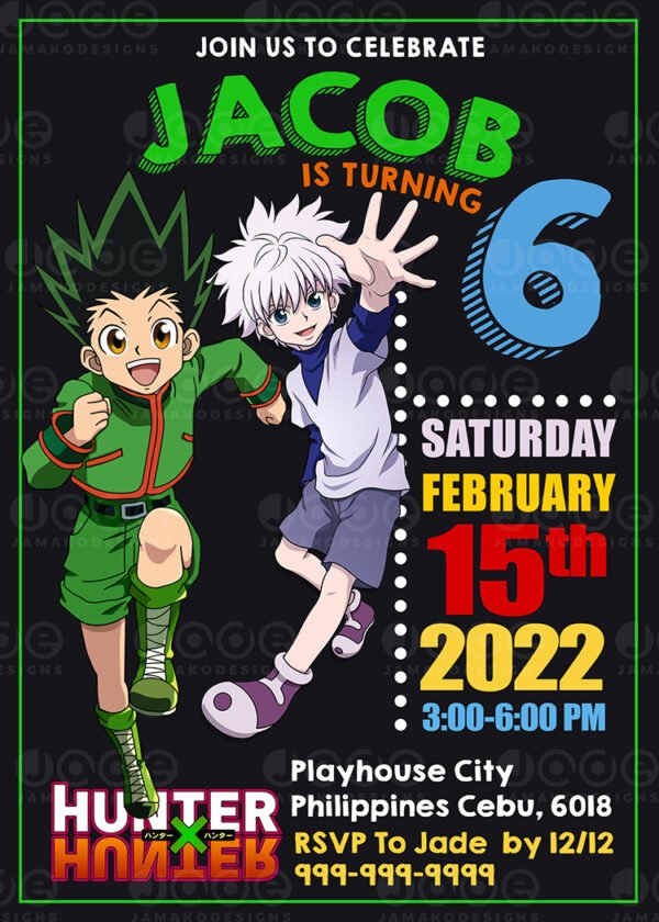 Hunter × Hunter Birthday Invitation Digital and print template