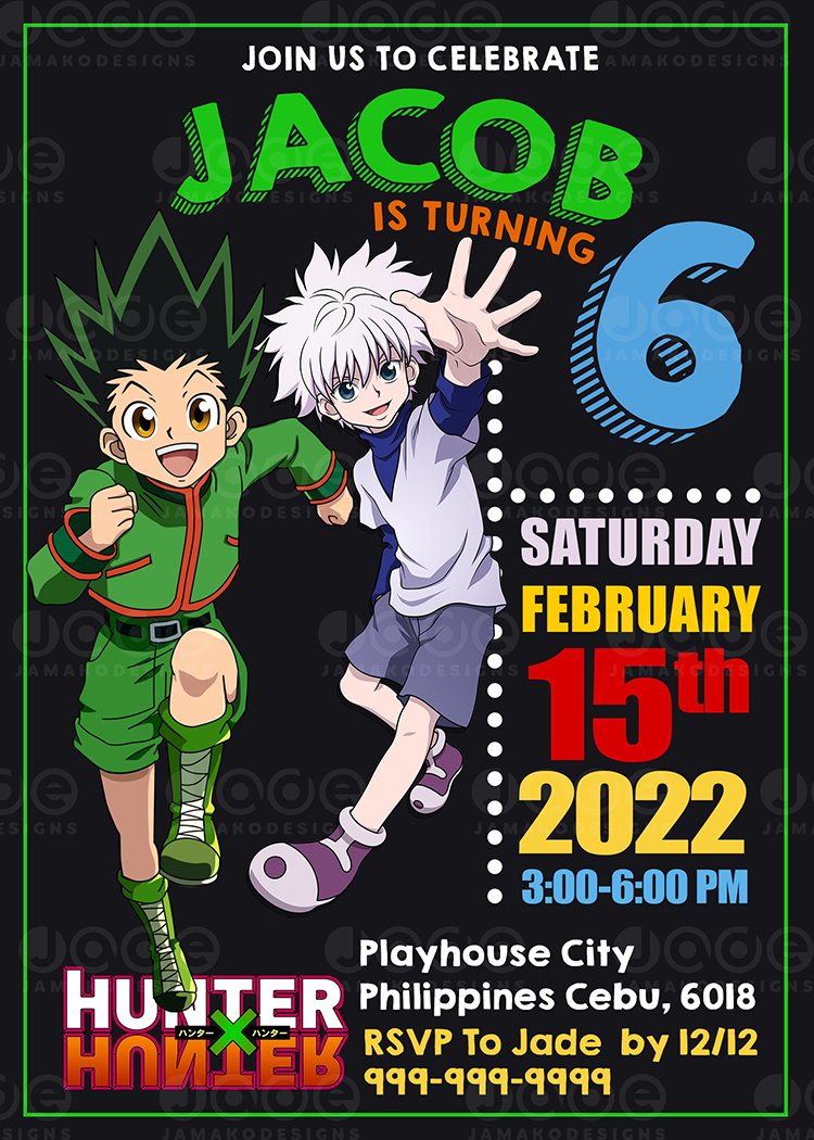 Convite Ingresso Digital - Tema Hunter x Hunter