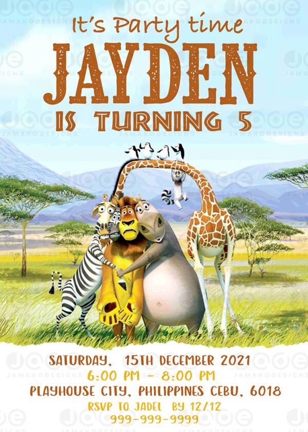 Madagascar Birthday Invitation 3