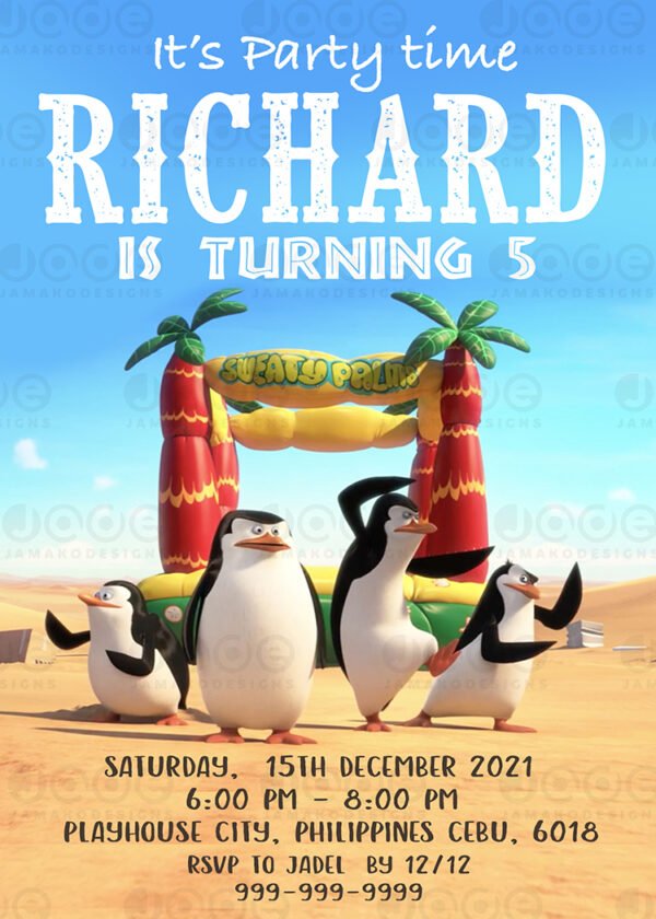 Madagascar Birthday Invitation 4