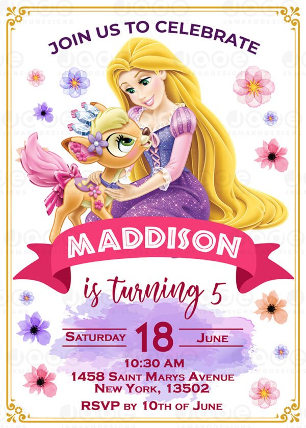 Rapunzel Birthday Invitation Digital and print it