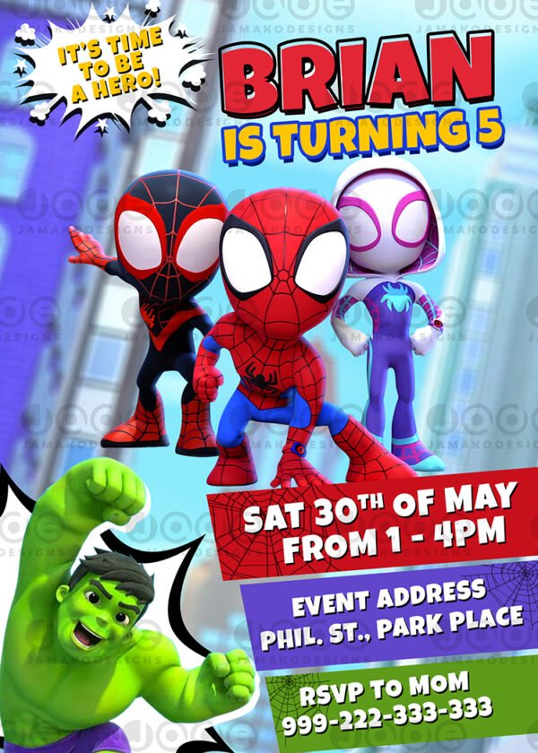 Spidey and His Amazing Friends Birthday Invitation 7