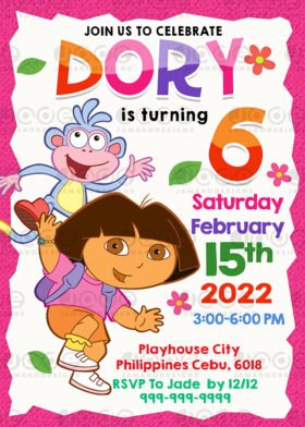 Dora the explorer birthday Invitation template printable