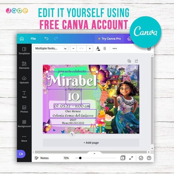 Encanto Mirabel Madrigal Birthday canvaArtboard 1 copy 2