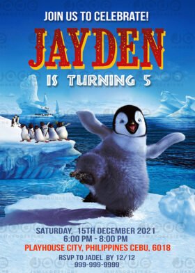 Digital Happy Feet 2022 Birthday Invitation