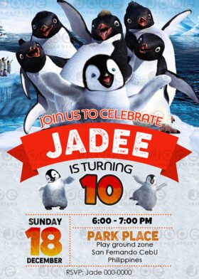 Happy Feet 2022 Birthday Invitation