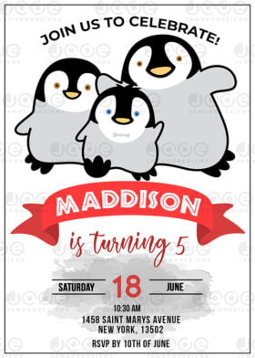 Happy Feet Birthday Invitation digital template and print