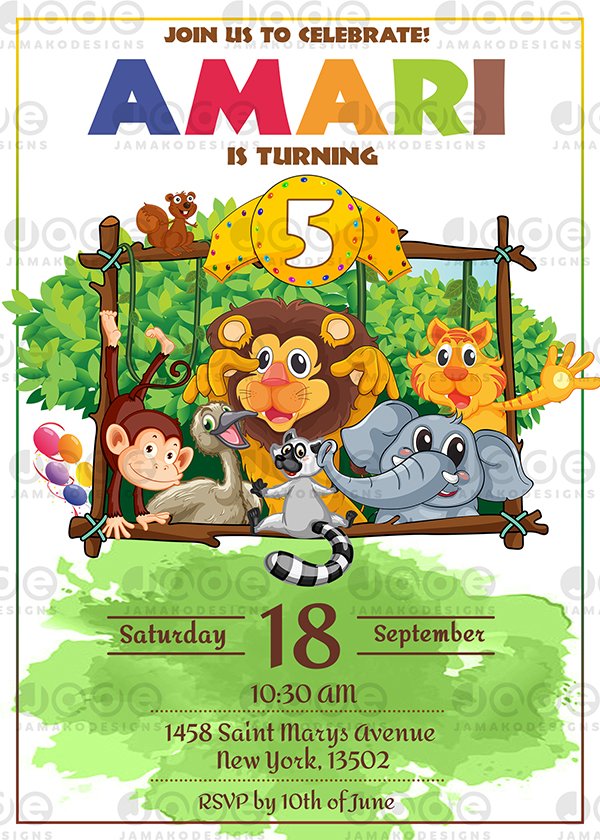 Safari Birthday Invitation 1