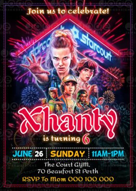 Digital Stranger Things Birthday Invitation