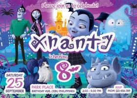 Disney Vampirina Birthday party Invitation template