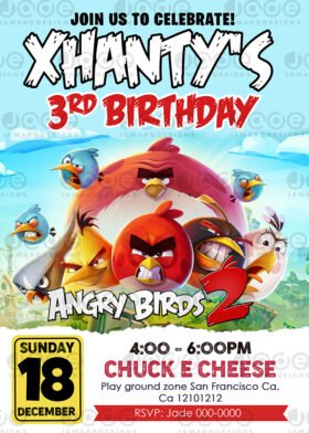 Angry Birds video games birthday invitation