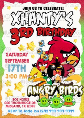 Digital Angry Birds birthday design for kids