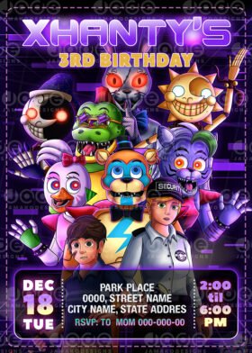 Awsome Five Nights at Freddy's Birthday Invitation, 2022 Chica for