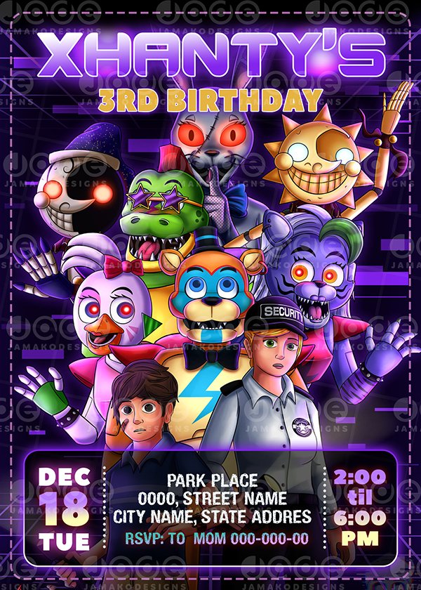 FREE PRINTABLE) - Five Night at Freddy's Party Kits Template  Five nights  at freddy's, Printable birthday invitations, Party kits