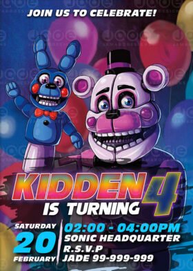 Five Nights at Freddy's Birthday invitation template