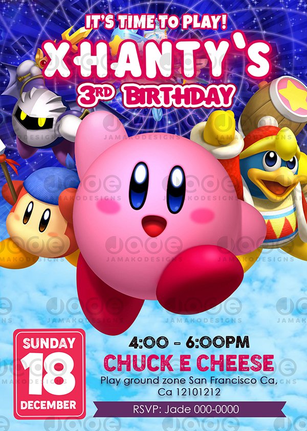 Digital Kirby Birthday invitation printable