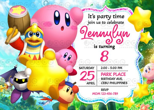 Kirby Birthday invitation template