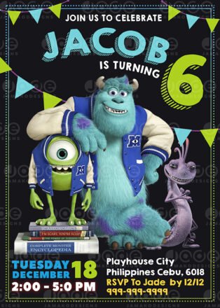 Monsters, Inc. birthday design template for kids