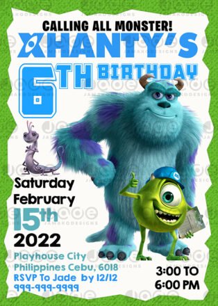 Monsters, Inc. birthday invitation party printables