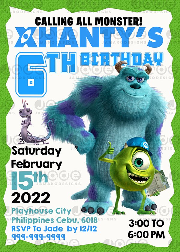 Monsters, Inc. birthday invitation party printables