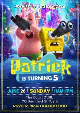 Digital Spongebob Birthday party invitation card