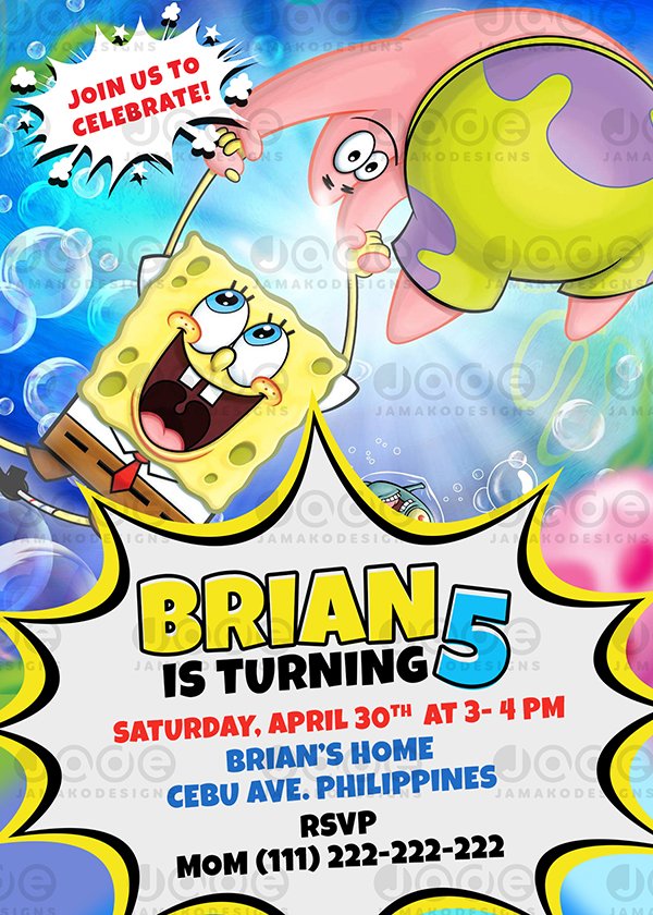 Spongebob Birthday invitation template