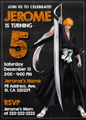 Bleach Anime Birthday Invitation, Ichigo Bankai