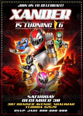 Power Rangers Dino Fury Birthday Invitation