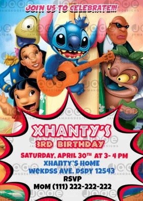 Stitch Birthday Invitation, Stitch Editable Invite, Boys or Girls