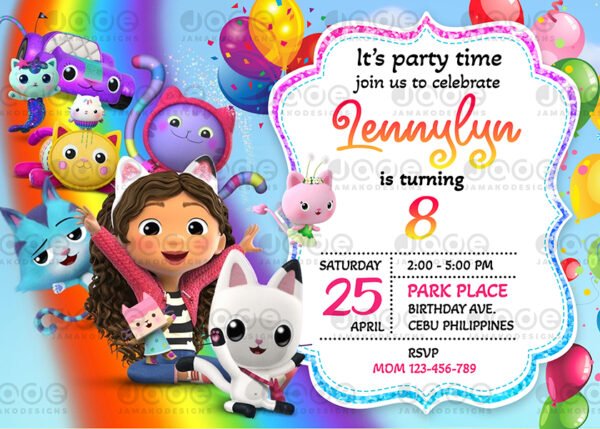 gabbys dollhouse Birthday Invitation 1