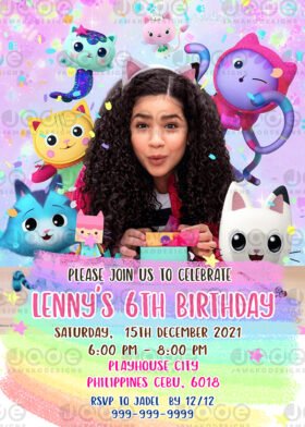 Digital Gabby's Dollhouse Birthday Invitation