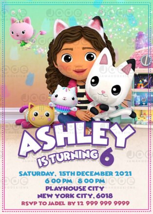 Digital Gabby’s Dollhouse Birthday Invitation