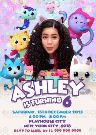 Gabby’s Dollhouse Netflix Birthday Invitation Templates