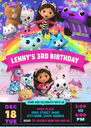 Gabby’s Dollhouse Invitation Party Templates